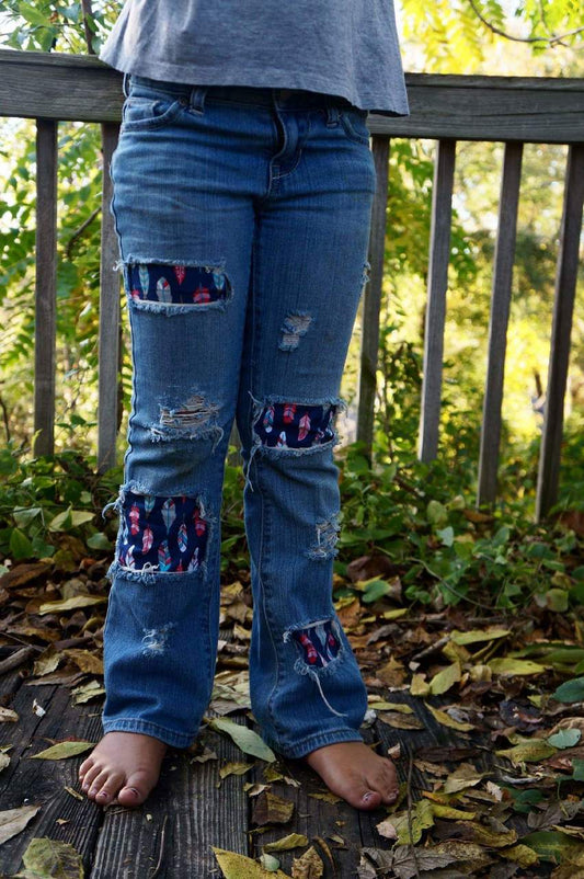 Feather Girls Distressed Jeans