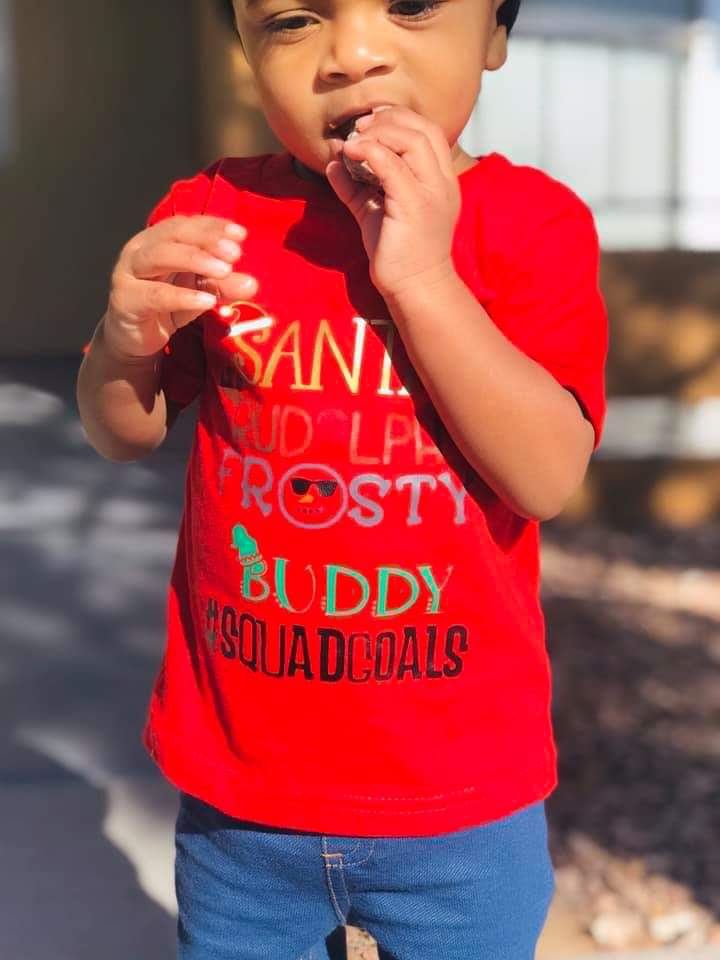 Santa, Rudolph,  Frosty, Buddy #squadgoals Christmas Girls Shirt Boys Shirt