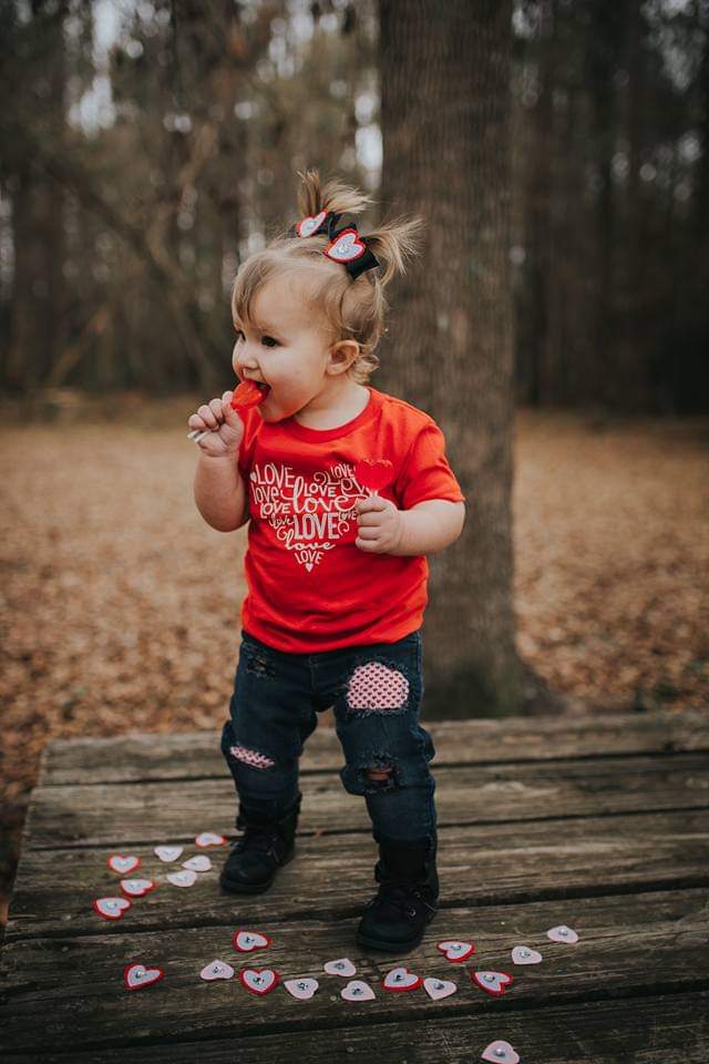 Heart Girls Distressed Jeans Valentines