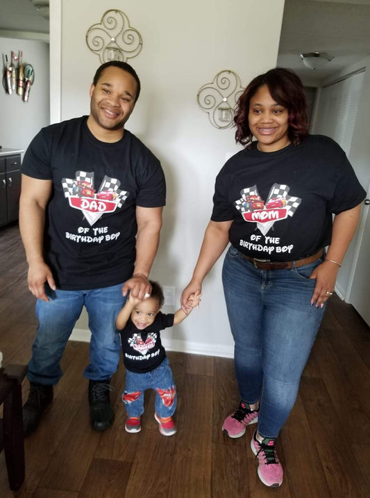 Mom Dad Family Birthday Shirt Lighting McQueen Disney ladies Shirt Mens Shirt