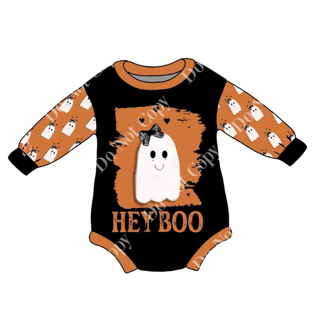 Hey Boo Sweater Romper Halloween