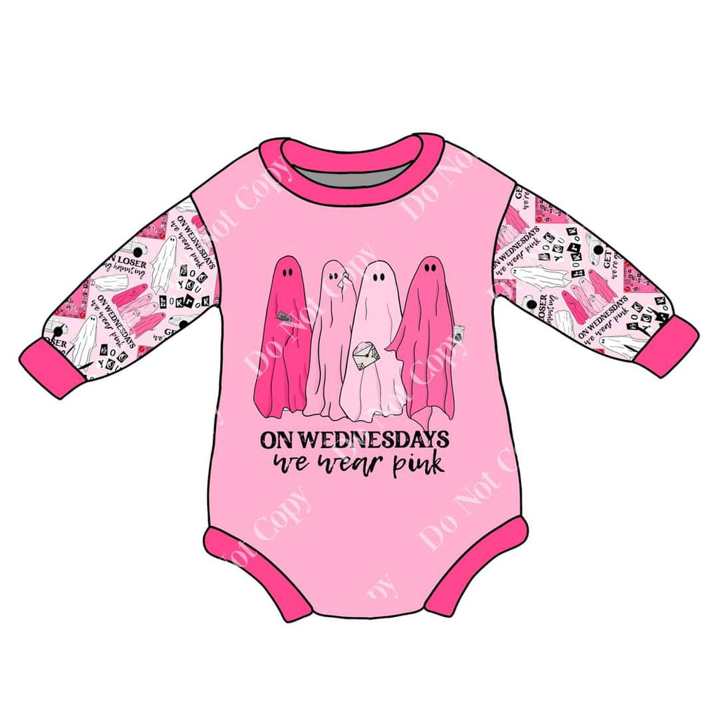 On Wednesdays We Wear Pink Sweater Romper Halloween