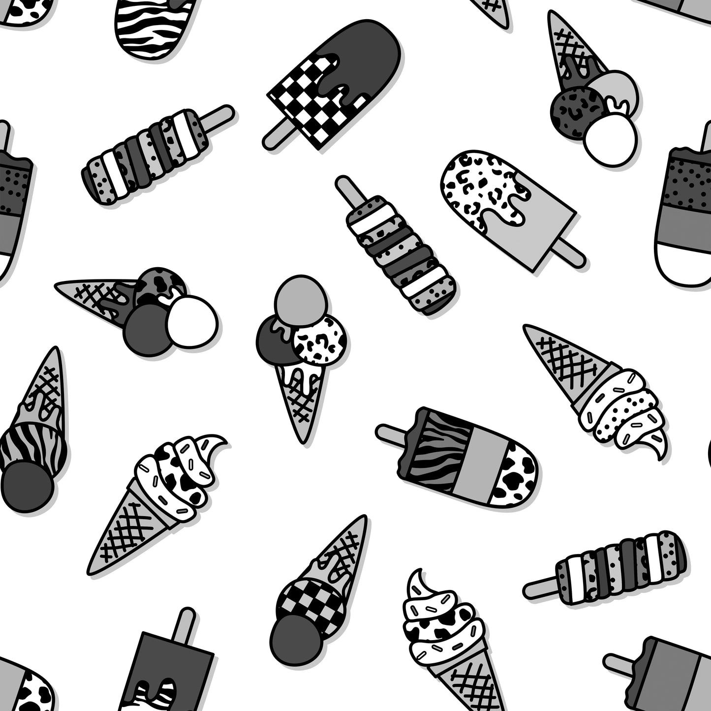 Ice Cream Monochrome Handmade