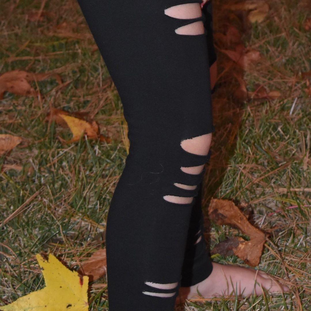 Zombie Black Shredded Leggings Halloween