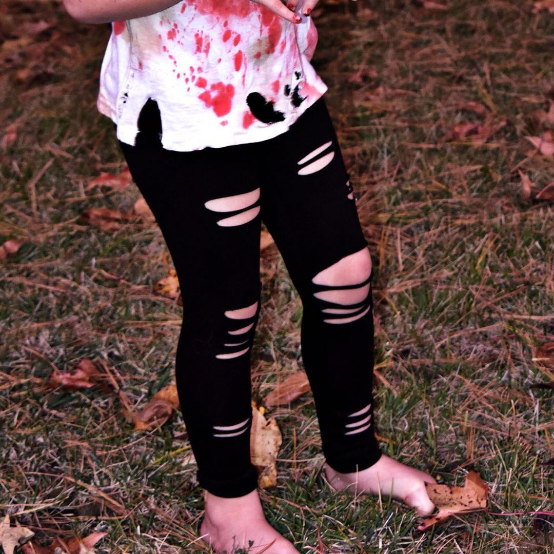 Zombie Black Shredded Leggings Halloween