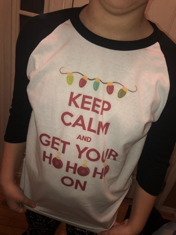 Keep Calm Ho ho ho Christmas Raglan Shirt Boys Girls