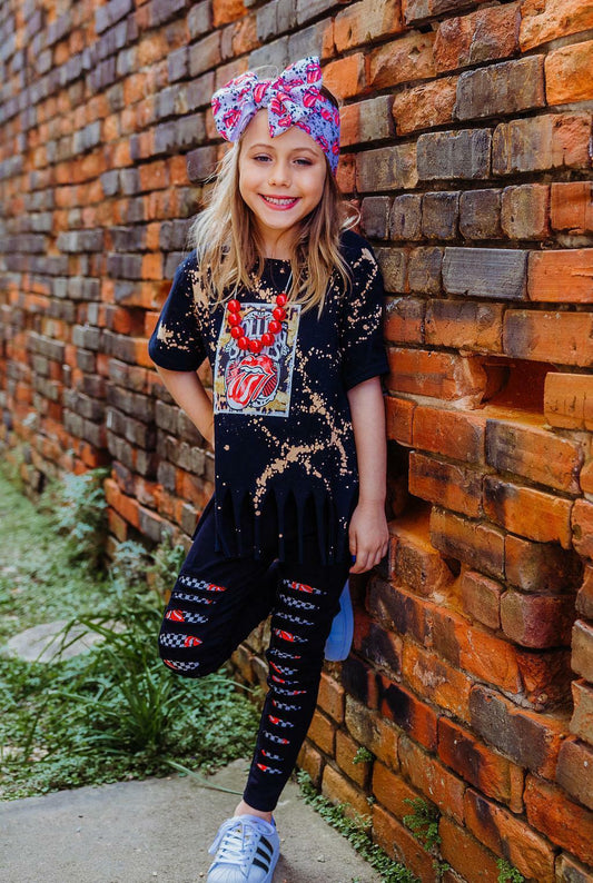 Rock n Roll Rolling Stones Fringe Acid Shirt Girls Shirt