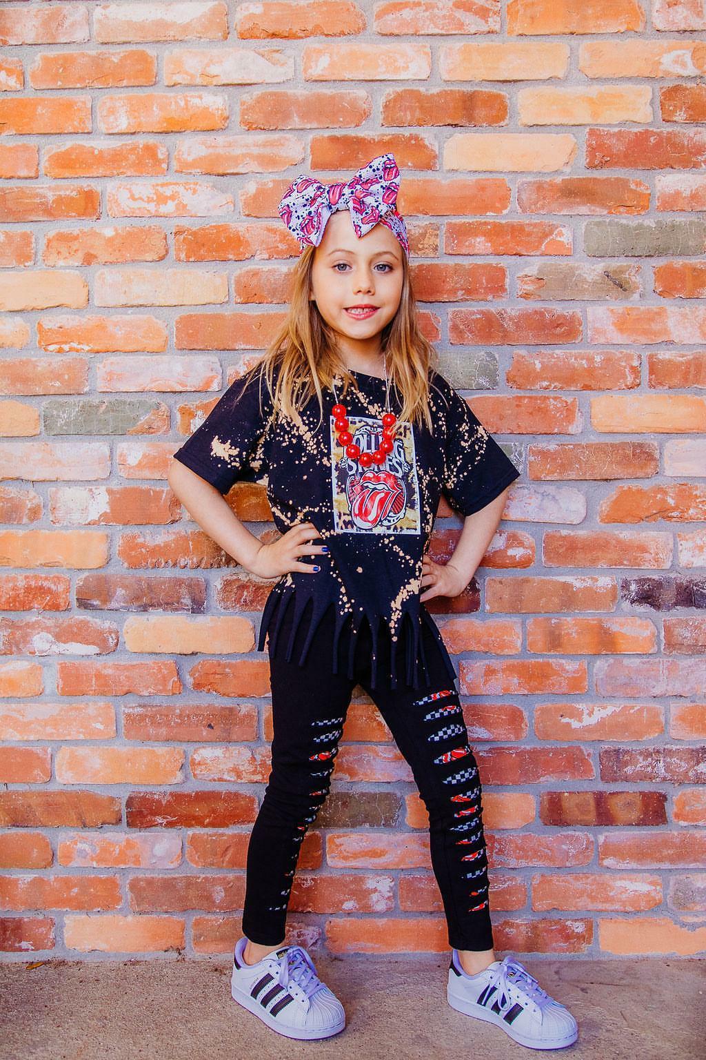 Rock n Roll Rolling Stones Fringe Acid Shirt Girls Shirt