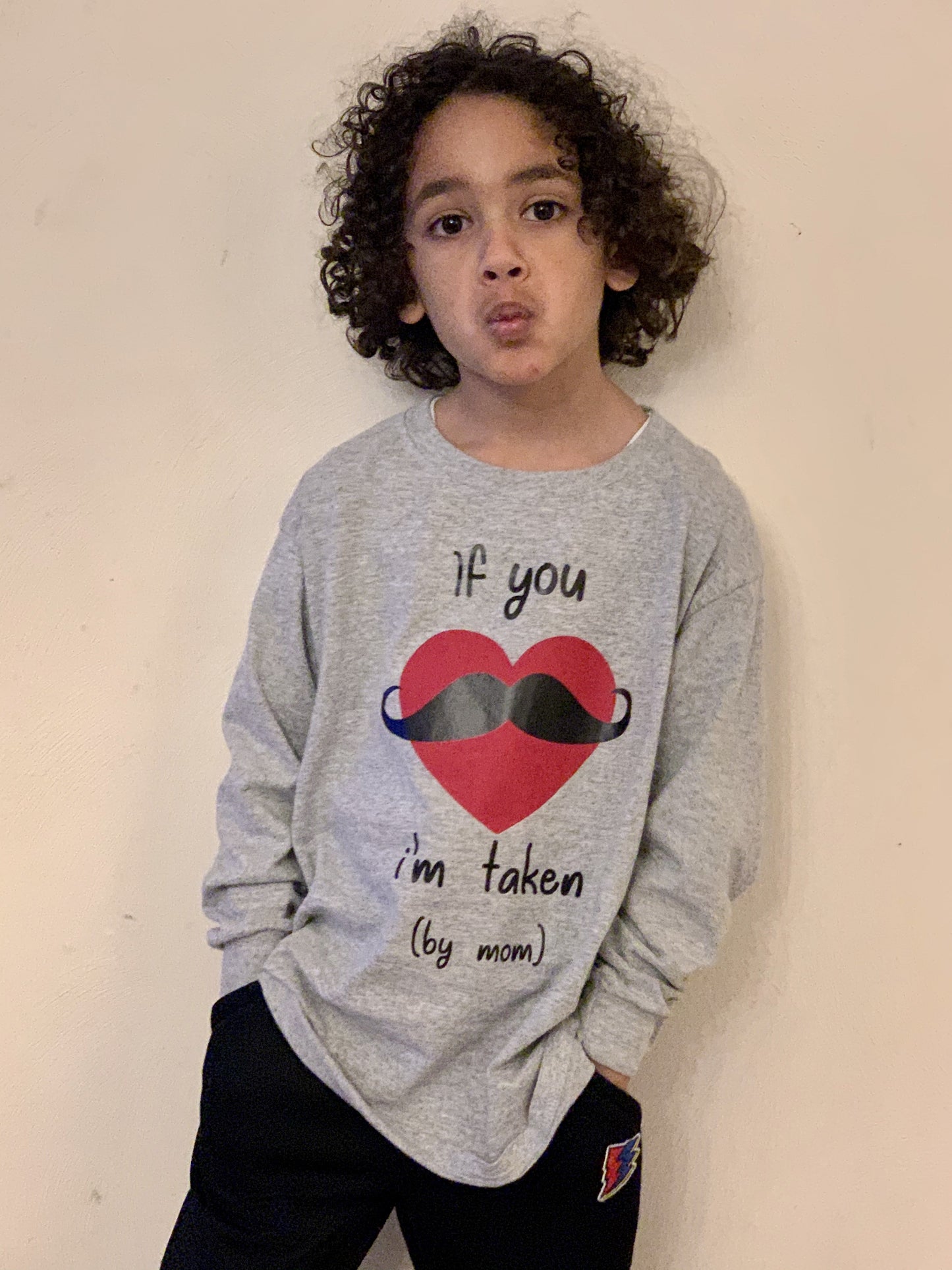 If you mustache know I'm taken by mom Valentine's Boys Shirt