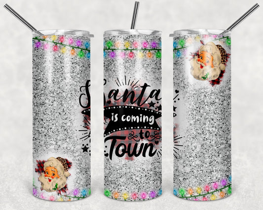 Santa is coming to town Christmas Tumbler Mug Sippy Cup Bottle