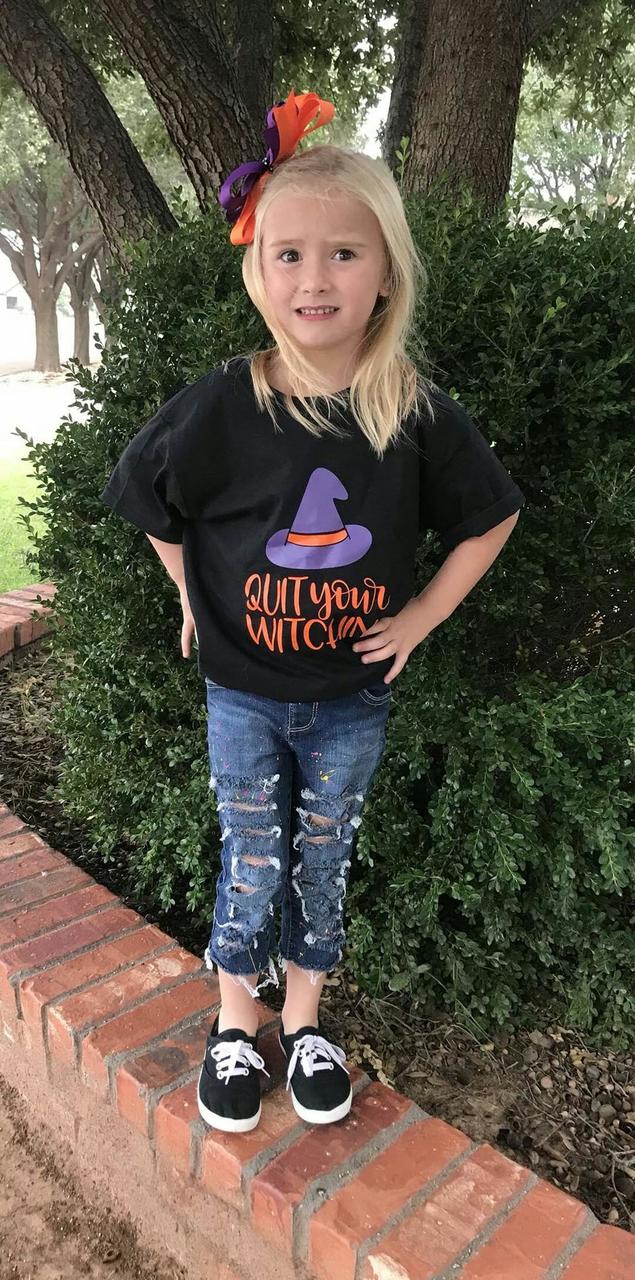 Quit your Witchin Halloween Girls Shirt