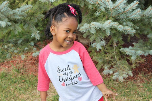 Sweet As A Christmas Cookie Raglan Girls Shirt