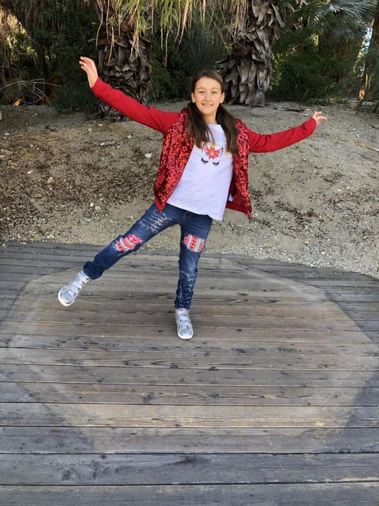 Ugly Sweater Girls Distressed Jeans Christmas