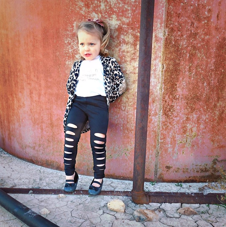 Kids Black Shredded Leggings