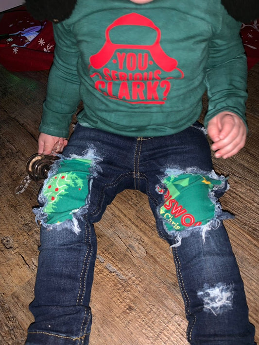 Christmas Vacation Peeka Boo Girls Distressed Jeans