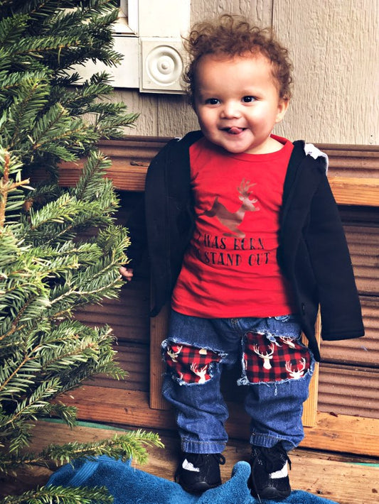 Born to stand out Rudolph Christmas Boys Shirt Girls Shirt