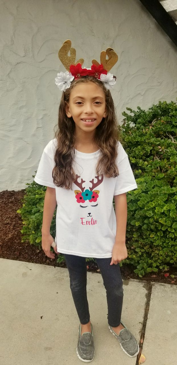 Personalized Reindeer Girls Shirt Christmas