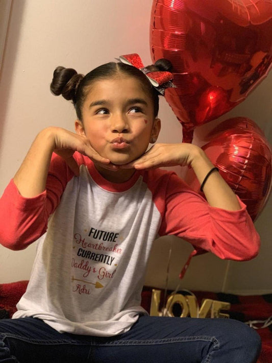Future Heartbreaker Currently Daddy's Girl Valentines Raglan Girls Shirt