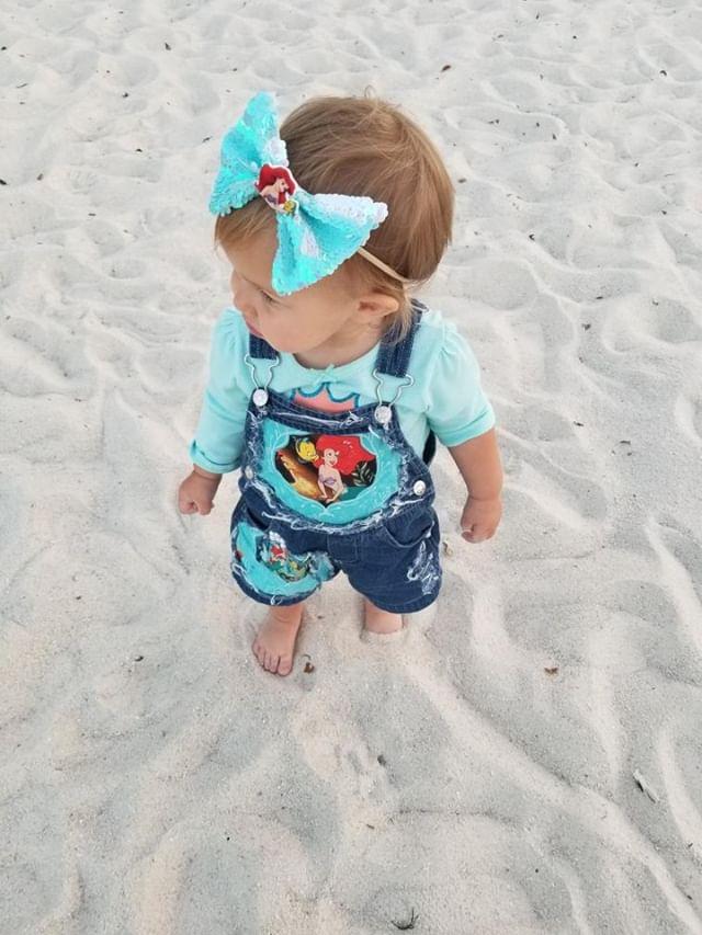 Little Mermaid Distressed Overalls Shortalls Jumper