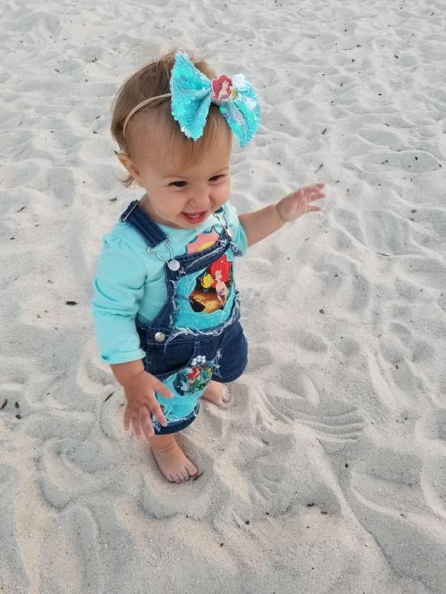 Little Mermaid Distressed Overalls Shortalls Jumper