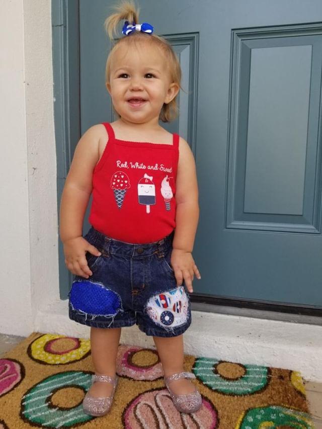 PeekaBoo Donuts 4th of July Girls Distressed Jeans Shorts
