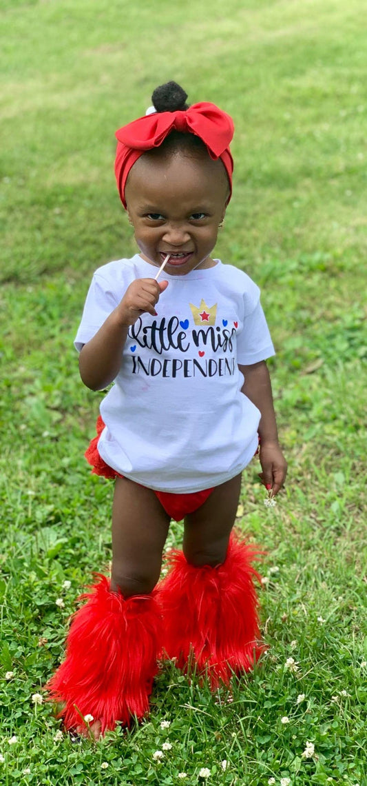 Little Miss Independent 4th of July Girls Shirt