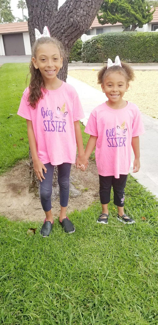 Girls Big sister lil sister Unicorn sibling sets