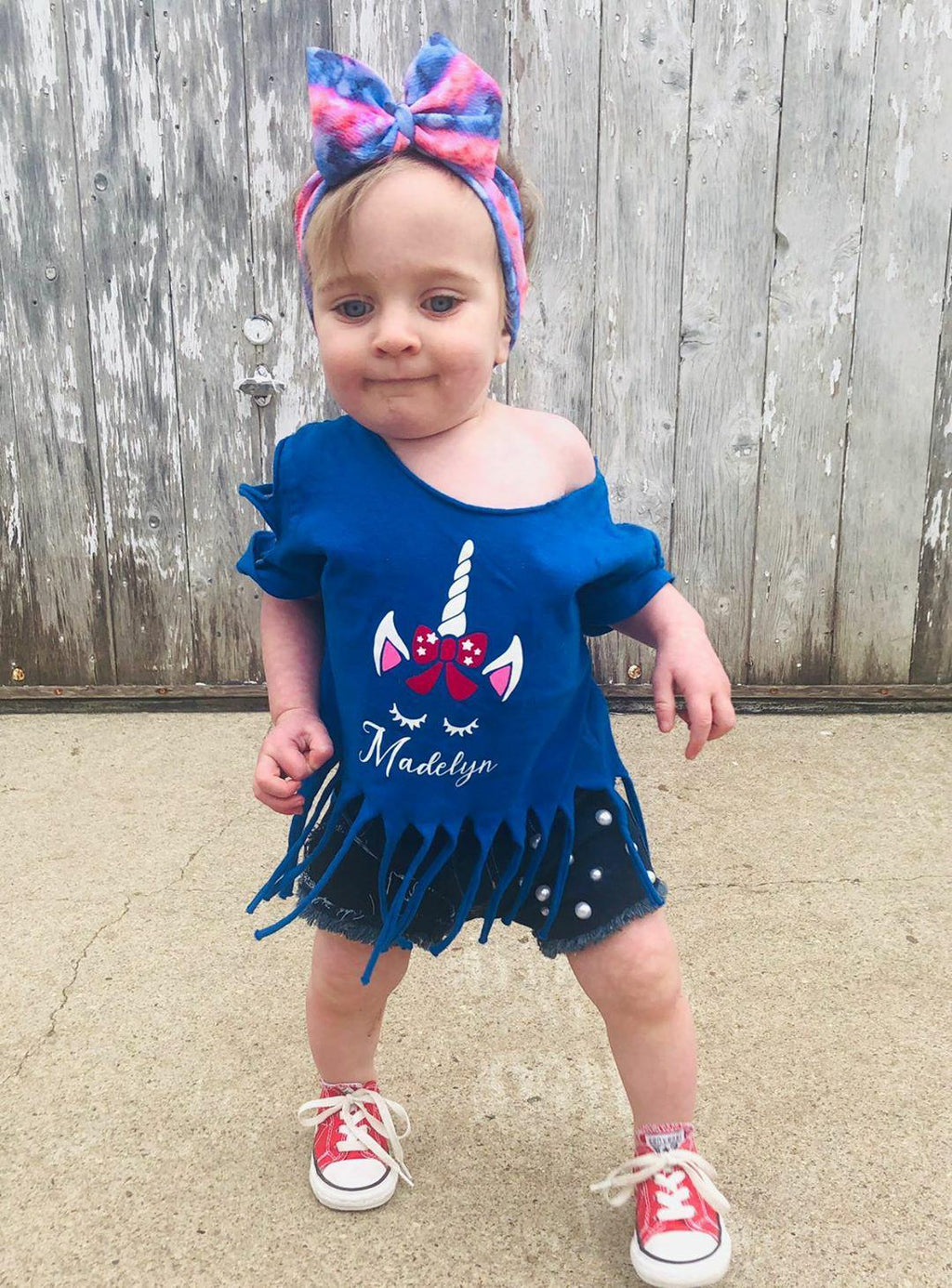 Personalized Unicorn Girls Shirt 4th of July