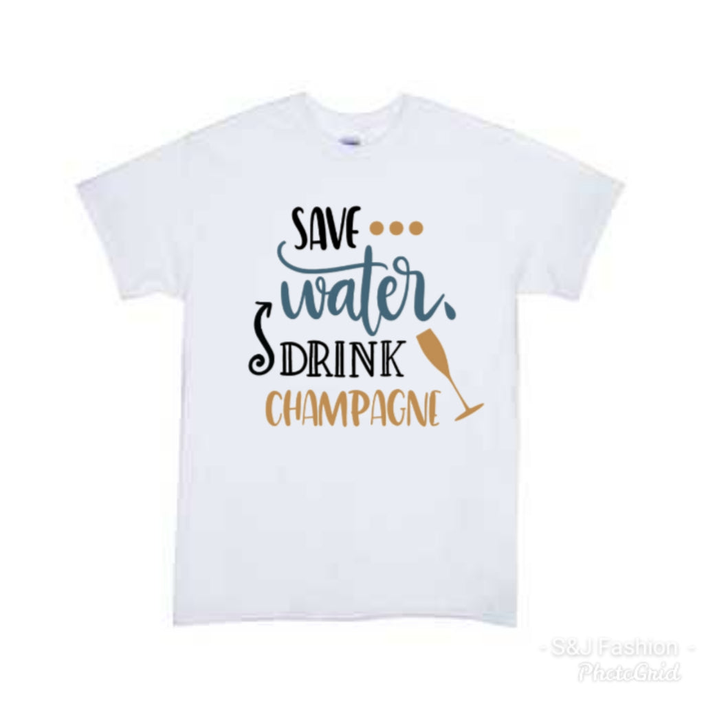 Save Water Drink Champagne New Years Ladies Shirt