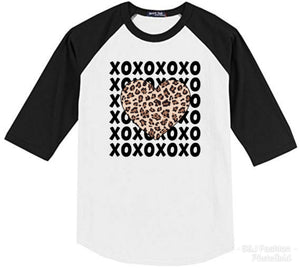 XOXO Heart Valentine's Raglan Girls Shirt