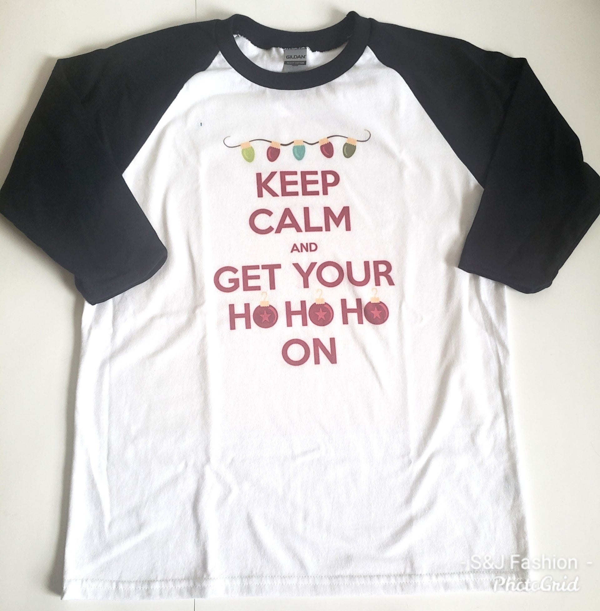 Keep Calm Ho ho ho Christmas Raglan Shirt Boys Girls