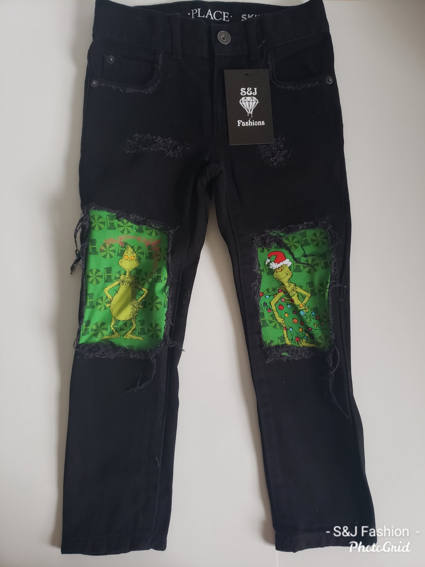 Grinch Girls Distressed Jeans Boys Distressed Jeans Christmas