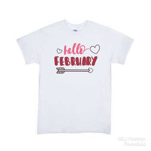 Hello February Valentine's Girls Shirt