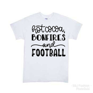 Hot Cocoa Bonfires and Football Girls Shirt Boys Shirt Fall