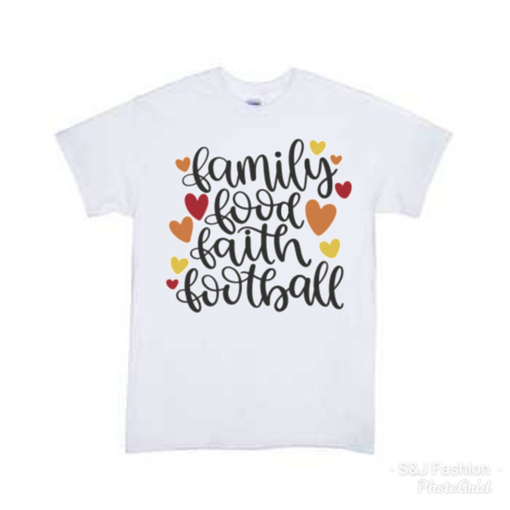 Family Food Faith Football Girls Shirt Boys Shirt Fall