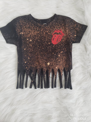 Rock n Roll Rolling Stones Tongue Fringe Acid Shirt Girls Shirt