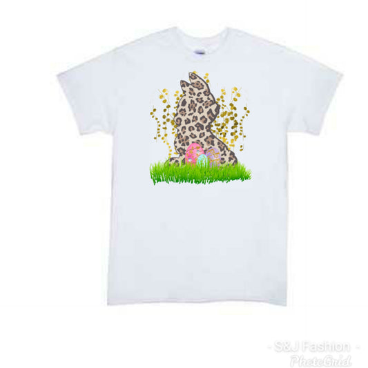 Leopard Bunny Easter Girls Shirts