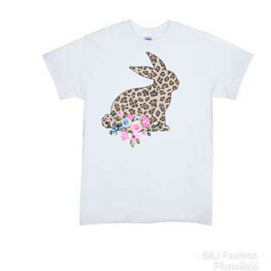 Leopard Bunny Easter Girls Shirts