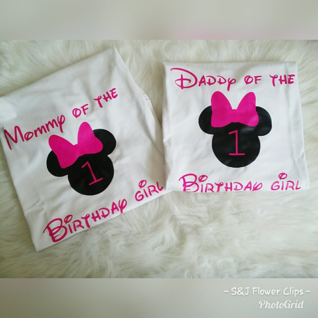 Minnie Mouse Mommy or Daddy of the birthday girl ladies Shirt Mens Shirt
