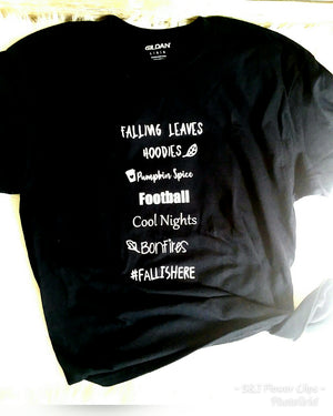 Falling Leaves, Hoodies, Pumpkins Spice, football, coolnights, bonfires Ladies Shirt Girls Shirt