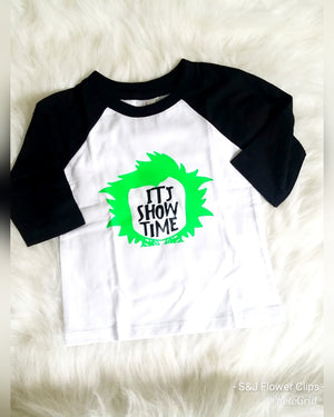 Its show time beetlejuice kids Raglan Halloween Girls Shirt Boys Shirt