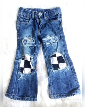 Checker Girls Distressed Jeans