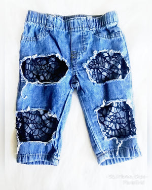 Rock Star Fish-Net Girls Distressed Jeans