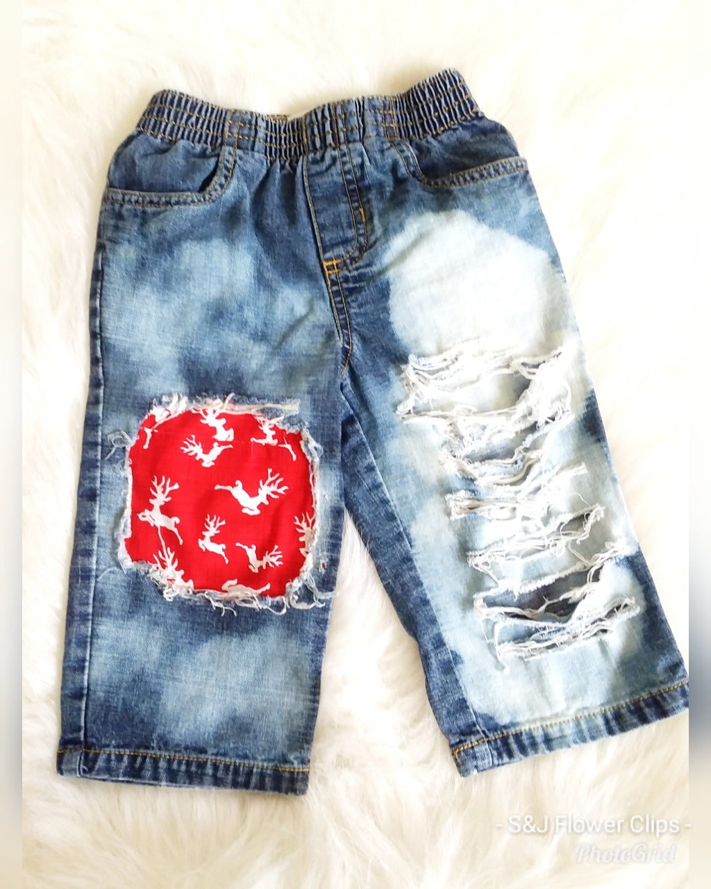 Red Deers Boys Distressed Jeans Christmas