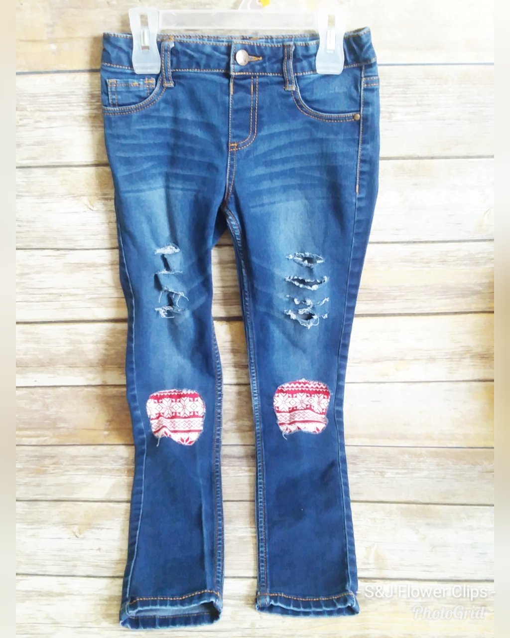 Ugly Sweater Girls Distressed Jeans Christmas
