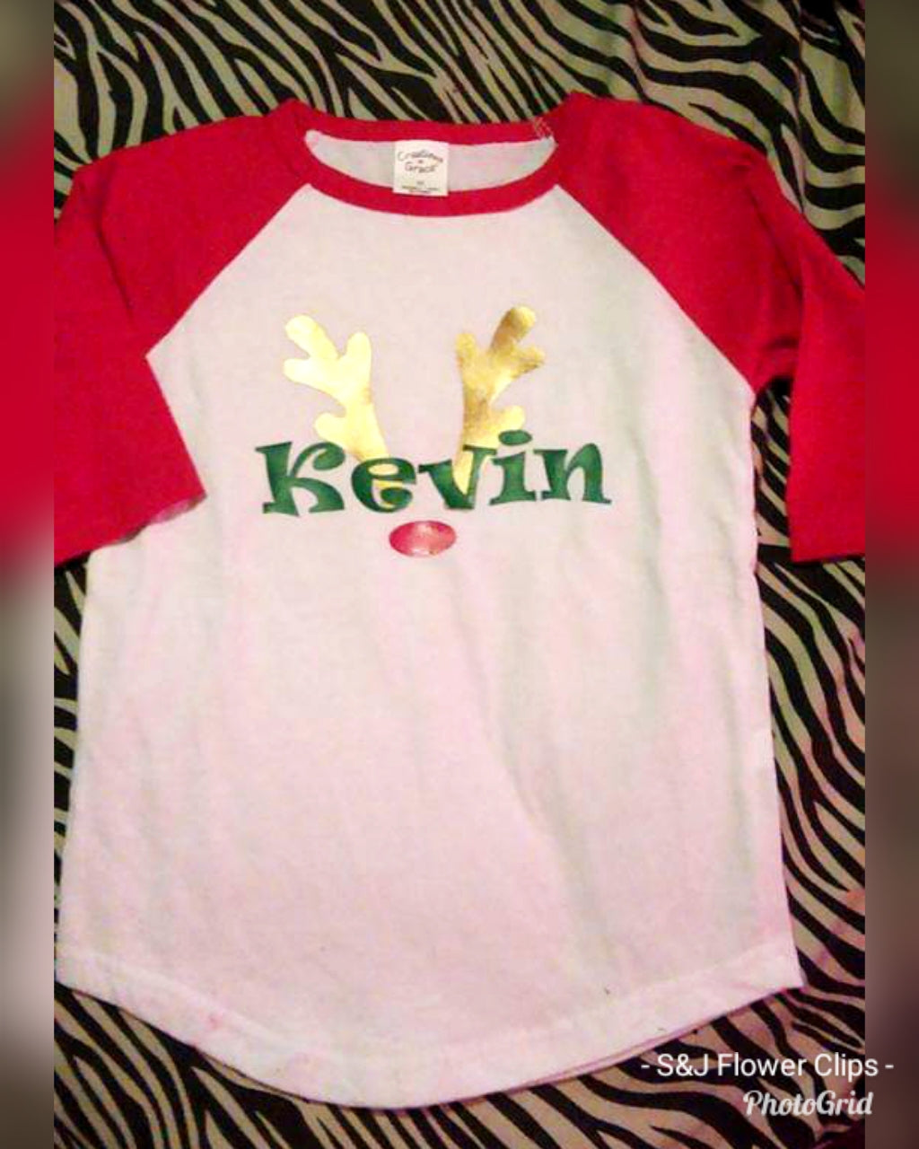 Personalized Reindeer Christmas Raglan Girls Shirt Boys Shirt