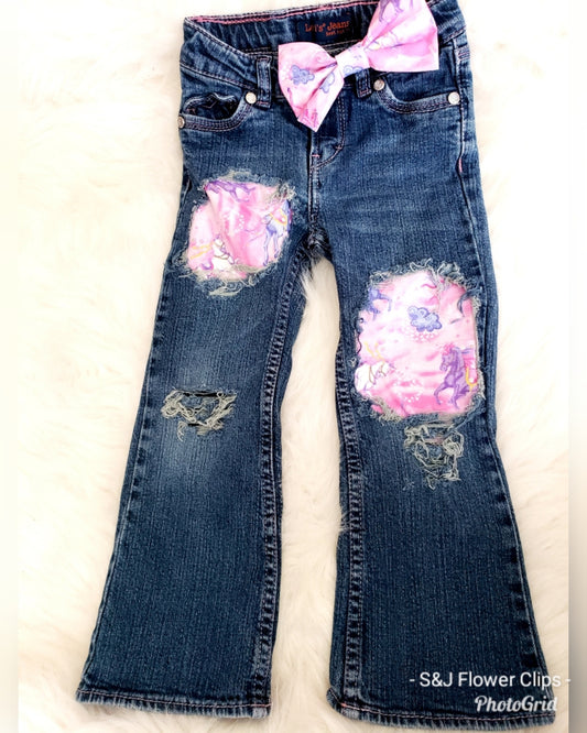 Girls Dreamy Unicorn Distressed Jeans