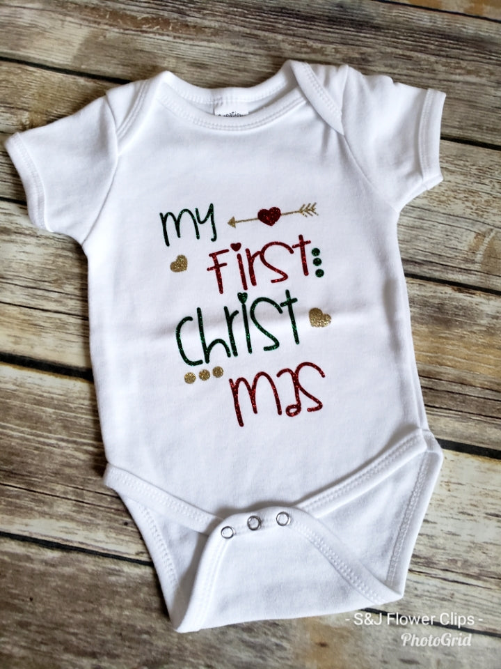 Babys First Christmas Girls Shirt