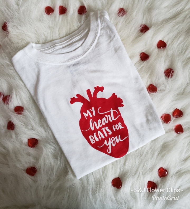 My Heart Beats For You Valentines Boys Shirt Girls Shirt