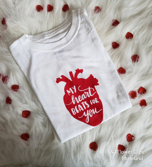 My Heart Beats For You Valentines Boys Shirt Girls Shirt